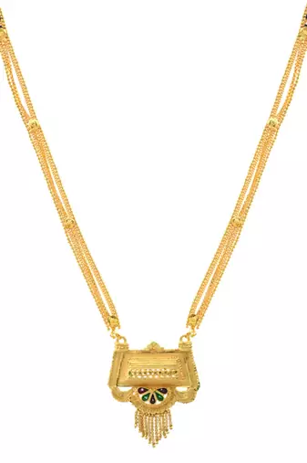 ethnic gold plated handmade meenakari mangalsutra