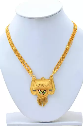 ethnic gold plated handmade meenakari mangalsutra