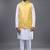yellow mirror embroidered kurta jacket set for men