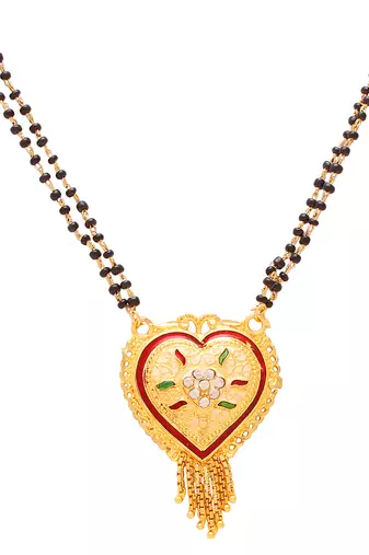 brass gold plated heart shape meenakari mangalsutra