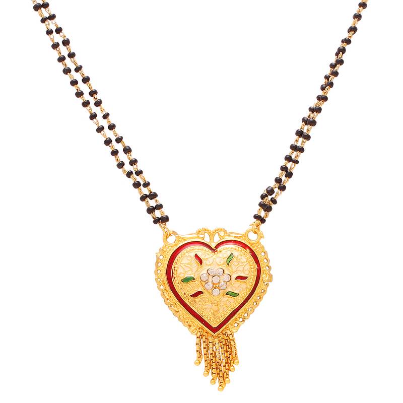 brass gold plated heart shape meenakari mangalsutra