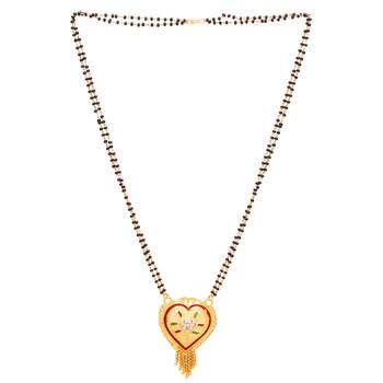 brass gold plated heart shape meenakari mangalsutra 2