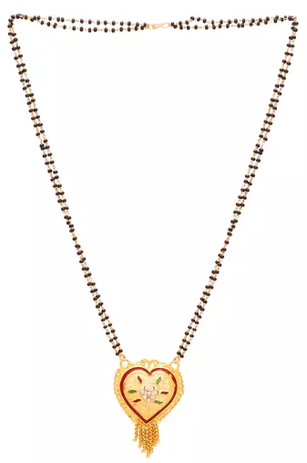 brass gold plated heart shape meenakari mangalsutra
