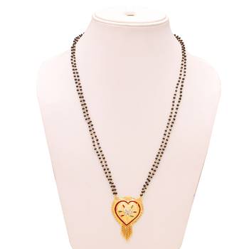 brass gold plated heart shape meenakari mangalsutra 3