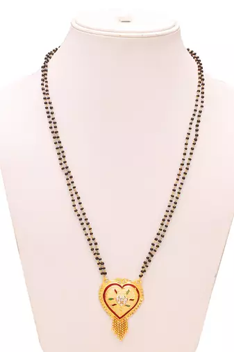 brass gold plated heart shape meenakari mangalsutra