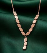 rose gold leaf link drop necklace in 925 sterling silver | elegant nature-inspired statement necklace for women