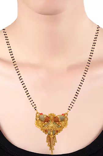 brass micron gold handmade meenakari work traditional mangalsutra