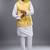 yellow mirror embroidered kurta jacket set for men