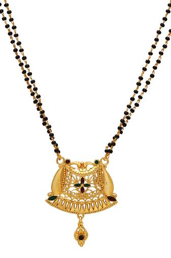 traditional brass gold plated handmade meenakari mangalsutra