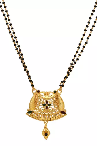 traditional brass gold plated handmade meenakari mangalsutra