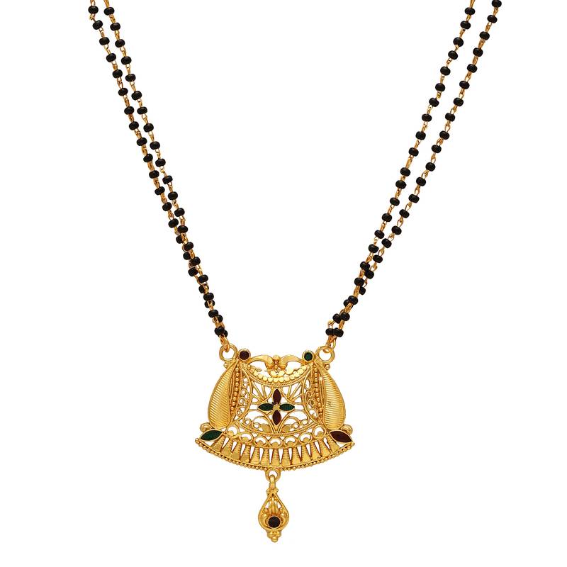 traditional brass gold plated handmade meenakari mangalsutra