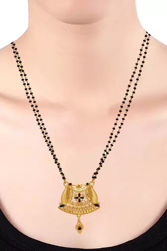 traditional brass gold plated handmade meenakari mangalsutra