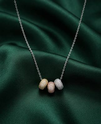 925 sterling silver triple bead charm pendant necklace for women 1