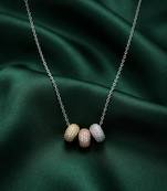 925 sterling silver triple bead charm pendant necklace for women