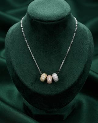925 sterling silver triple bead charm pendant necklace for women 2