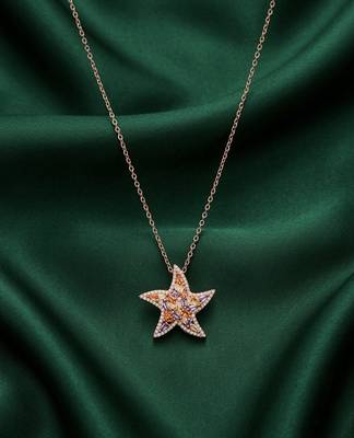 rose gold crystal star pendant necklace in 925 sterling silver | sparkling designer statement necklace for women 1