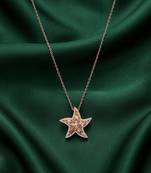 rose gold crystal star pendant necklace in 925 sterling silver | sparkling designer statement necklace for women