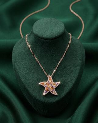 rose gold crystal star pendant necklace in 925 sterling silver | sparkling designer statement necklace for women 2