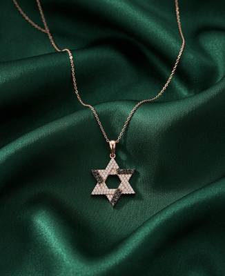 rose gold geometric star pendant necklace in 925 sterling silver | elegant crystal statement necklace for women 1