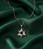 rose gold geometric star pendant necklace in 925 sterling silver | elegant crystal statement necklace for women