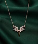 rose gold angel wings pendant necklace in 925 sterling silver | elegant crystal statement necklace for women