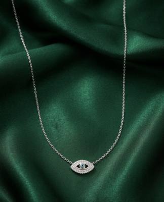 925 sterling silver evil eye pendant necklace with blue stone for women 1