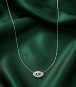 925 sterling silver evil eye pendant necklace with blue stone for women