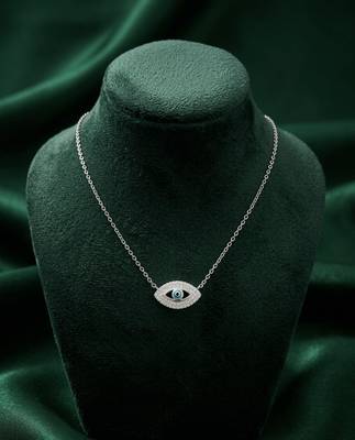 925 sterling silver evil eye pendant necklace with blue stone for women 2