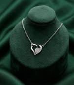 925 sterling silver double heart pendant necklace with textured finish for women