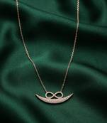 rose gold infinity curve pendant necklace in 925 sterling silver | elegant minimal crystal necklace for women