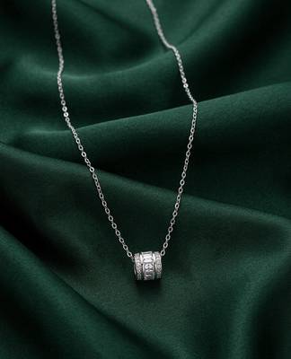 925 sterling silver cylindrical crystal bead pendant necklace for women 1