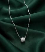925 sterling silver cylindrical crystal bead pendant necklace for women
