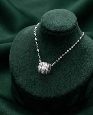 925 sterling silver cylindrical crystal bead pendant necklace for women 2