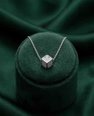 925 sterling silver geometric cube pendant necklace with textured design for women 1