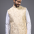cream embroidered kurta jacket set for men