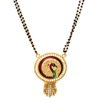 ethnic gold plated peacock motif mangalsutra 1