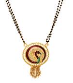 ethnic gold plated peacock motif mangalsutra