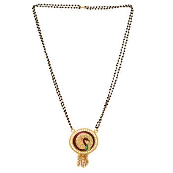 ethnic gold plated peacock motif mangalsutra 2
