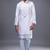 off white mirror embroidered silk kurta pant set