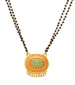 brass gold plated meenakari oval pendant mangalsutra