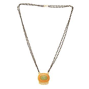 brass gold plated meenakari oval pendant mangalsutra 2