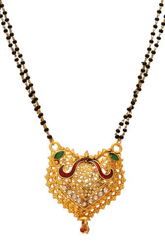 heart design brass gold plated meenakari mangalsutra