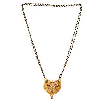 heart design brass gold plated meenakari mangalsutra 2