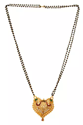 heart design brass gold plated meenakari mangalsutra