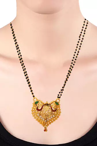 heart design brass gold plated meenakari mangalsutra