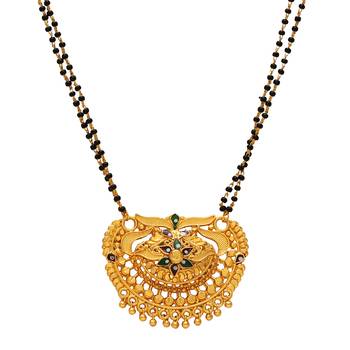 stylish gold plated handmade meenakari mangalsutra 1