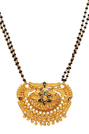 stylish gold plated handmade meenakari mangalsutra