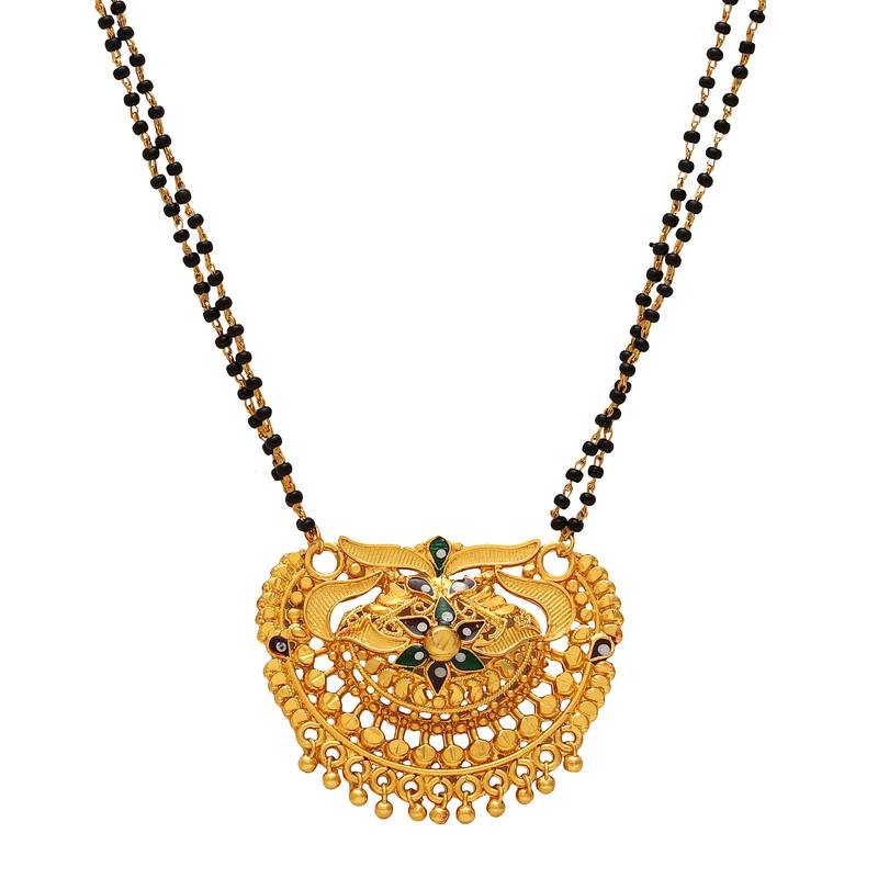 stylish gold plated handmade meenakari mangalsutra