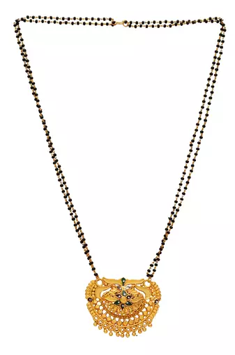 stylish gold plated handmade meenakari mangalsutra
