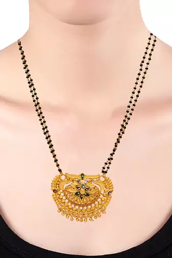 stylish gold plated handmade meenakari mangalsutra